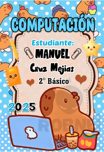Capibara Kawaii Computacion 02 Celeste